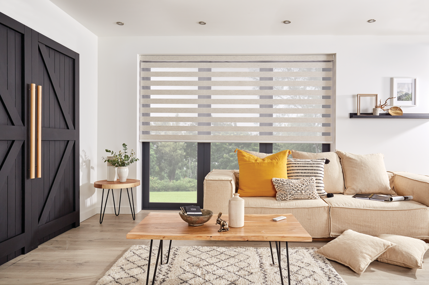 Stylish inside mount blinds installed in a bright, modern room with clean window framing.