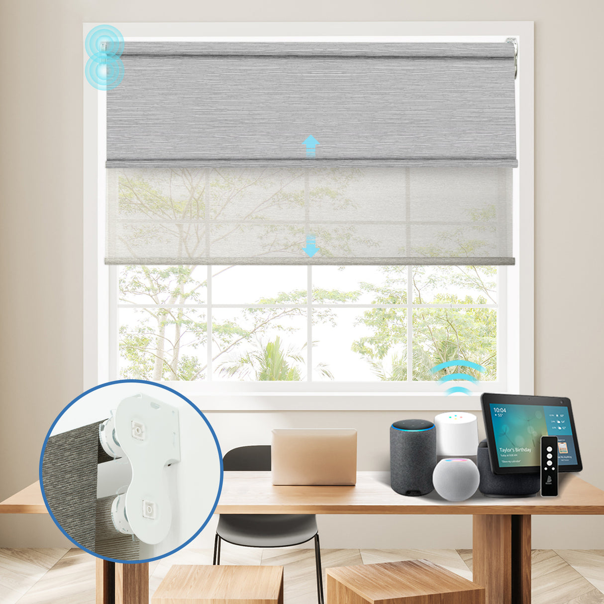 Smart Motorized Dual Shades – Light Filtering & Blackout