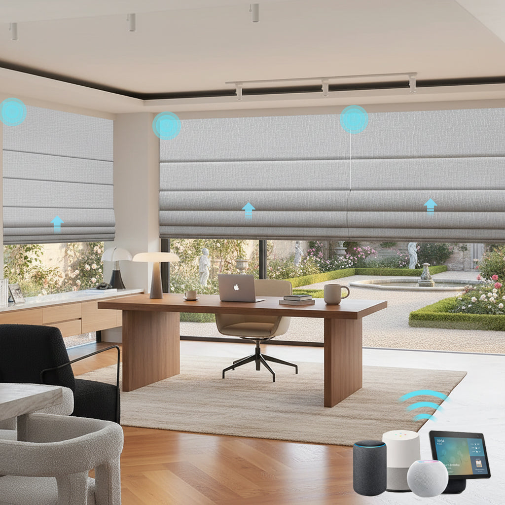 Smart Motorized 100% Blackout Roman Shades - Lumen
