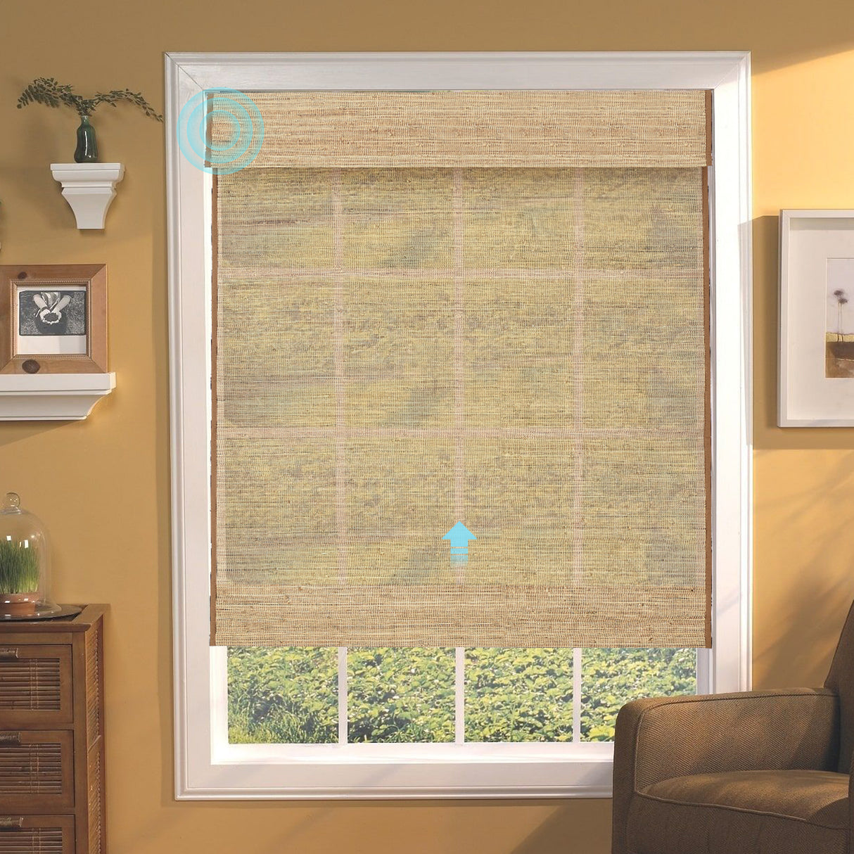 Smart Motorized Woven Wood Shades – 70% Light Filtering
