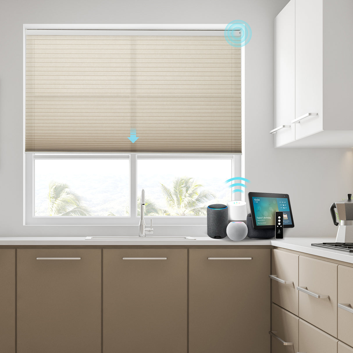 Motorized Light Filtering Cellular Shades Eoza