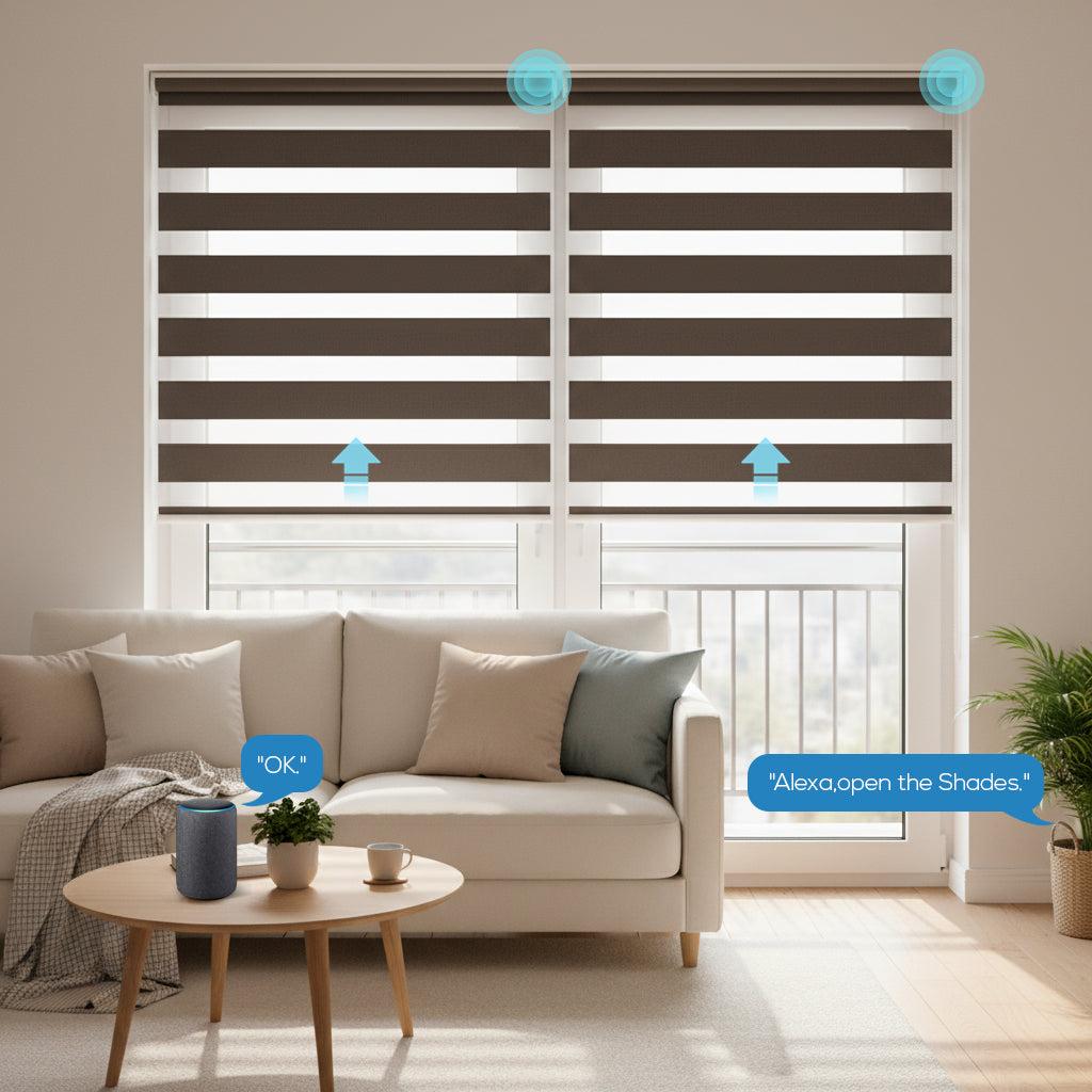 Smart Motorized 100% Blackout Zebra Shades 95mm Slate