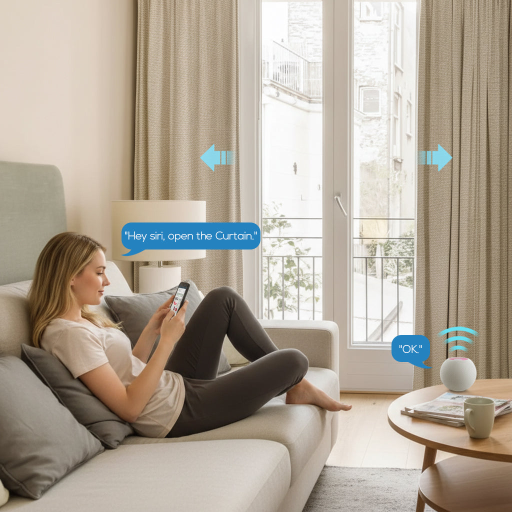 Motorized 93% Blackout Drapery Curtains — Elegant Light and Privacy Control