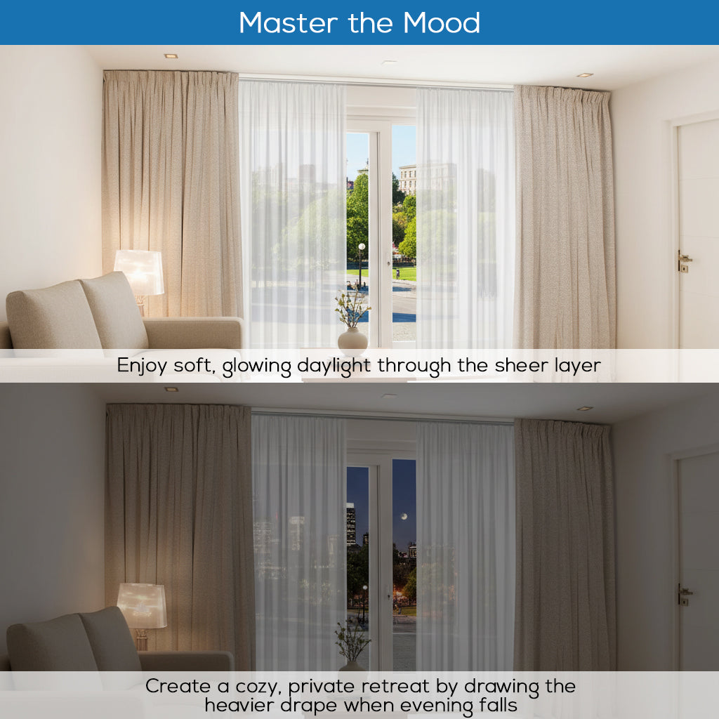 Motorized Dual Drapery – Sheer & Blackout Smart Curtains