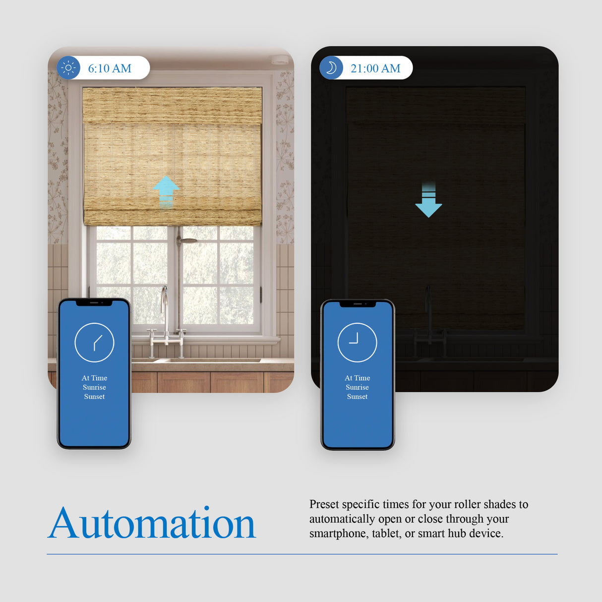 Smart Motorized Woven Wood Shades – 70% Light Filtering Viaura