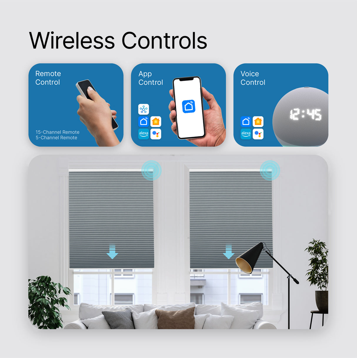 Motorized Blackout Cellular Shades Eoza