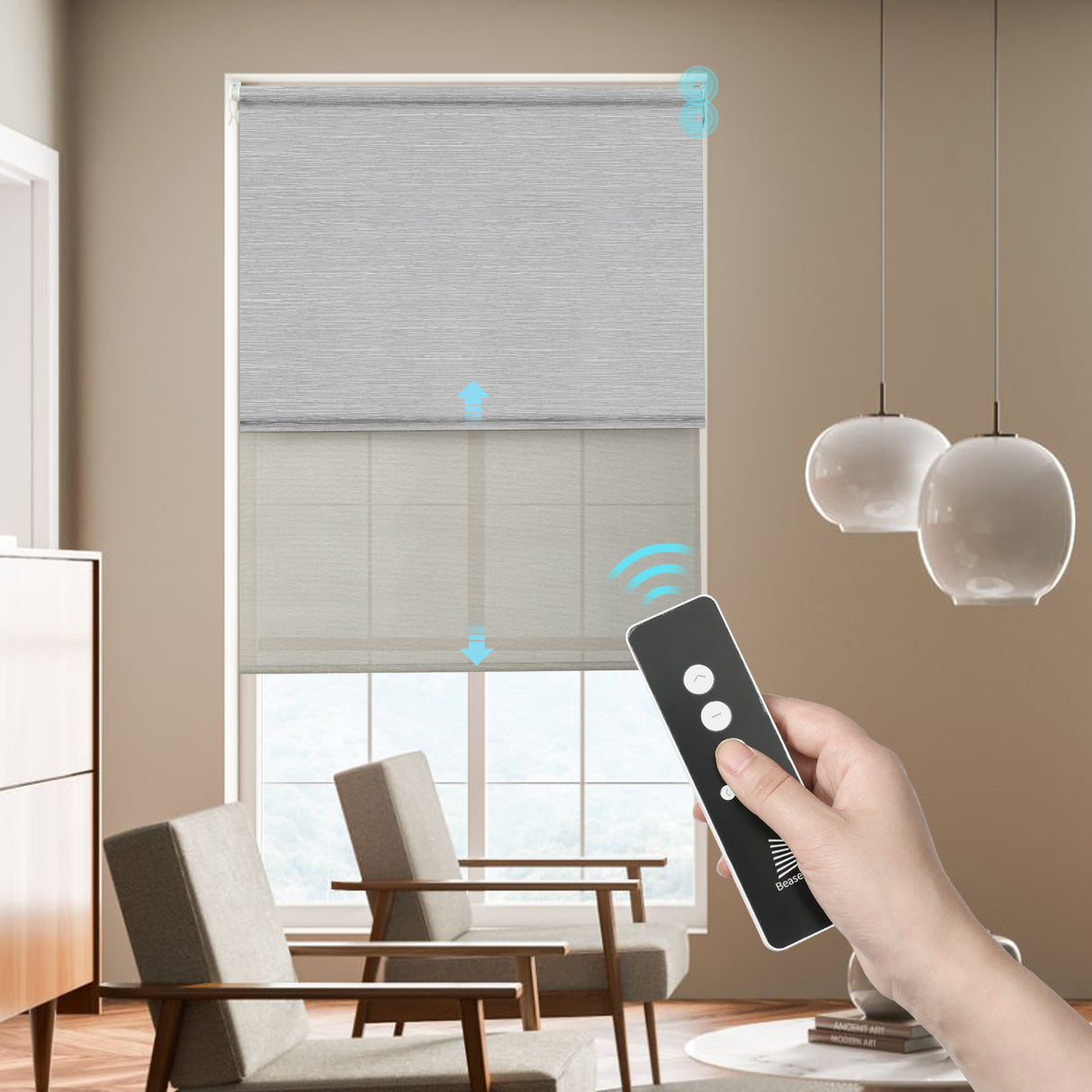 Smart Motorized Dual Shades – Light Filtering & Blackout