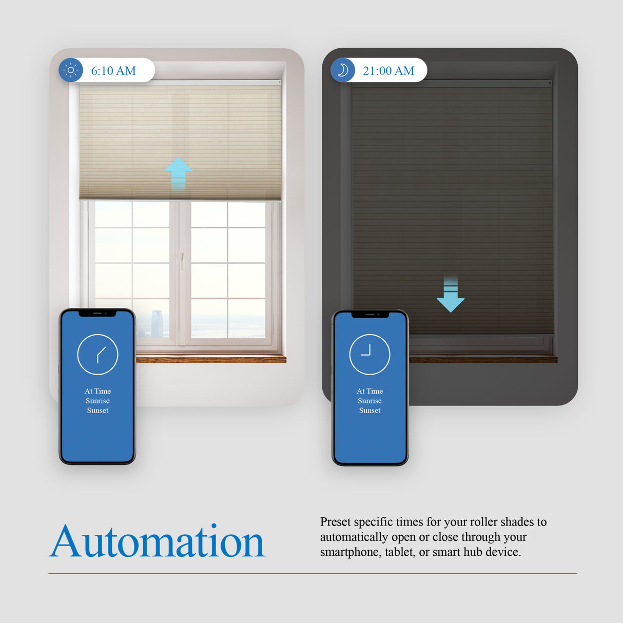 Smart Motorized Light Filtering Cellular Shades Eoza