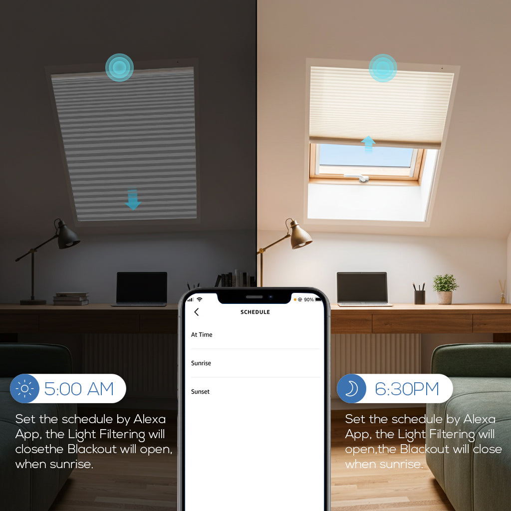Smart Motorized Day/Night Skylight Cellular Shades Hex