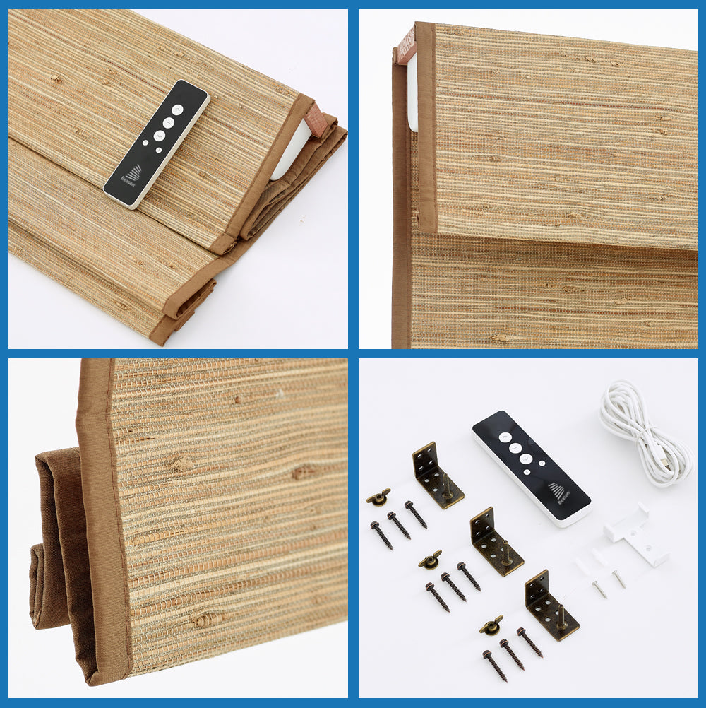 Smart Motorized Woven Wood Shades – 70% Light Filtering
