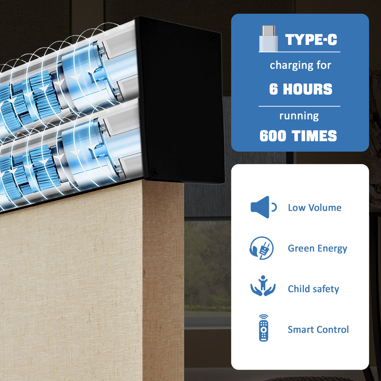 Smart Motorized Dual Pro Shades – Light Filtering & Blackout