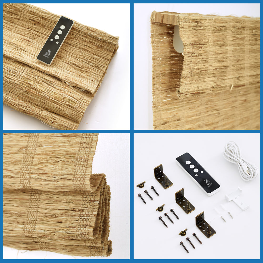 Smart Motorized Woven Wood Shades – 70% Light Filtering Viaura