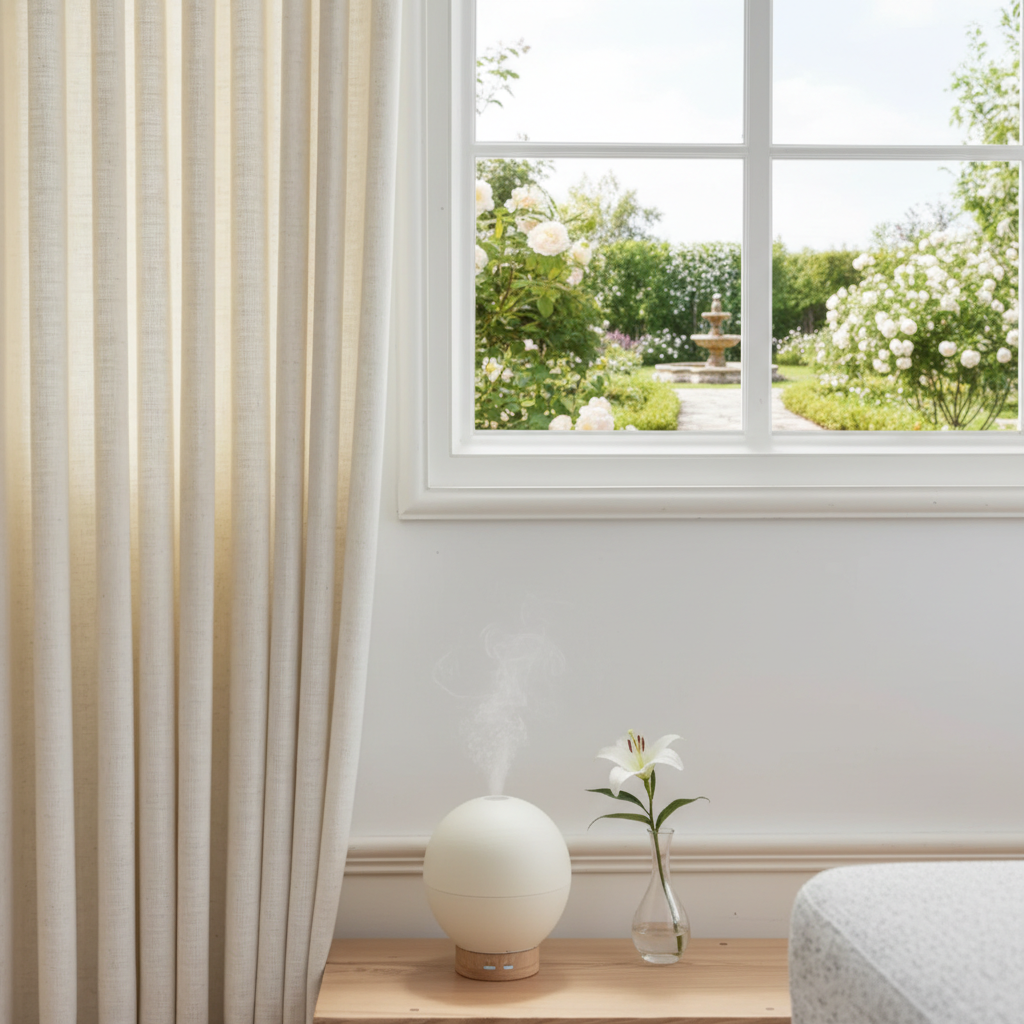 Motorized Linen Curtains with Drapery Rod – Designed Light in 50/70/100% Blackout
