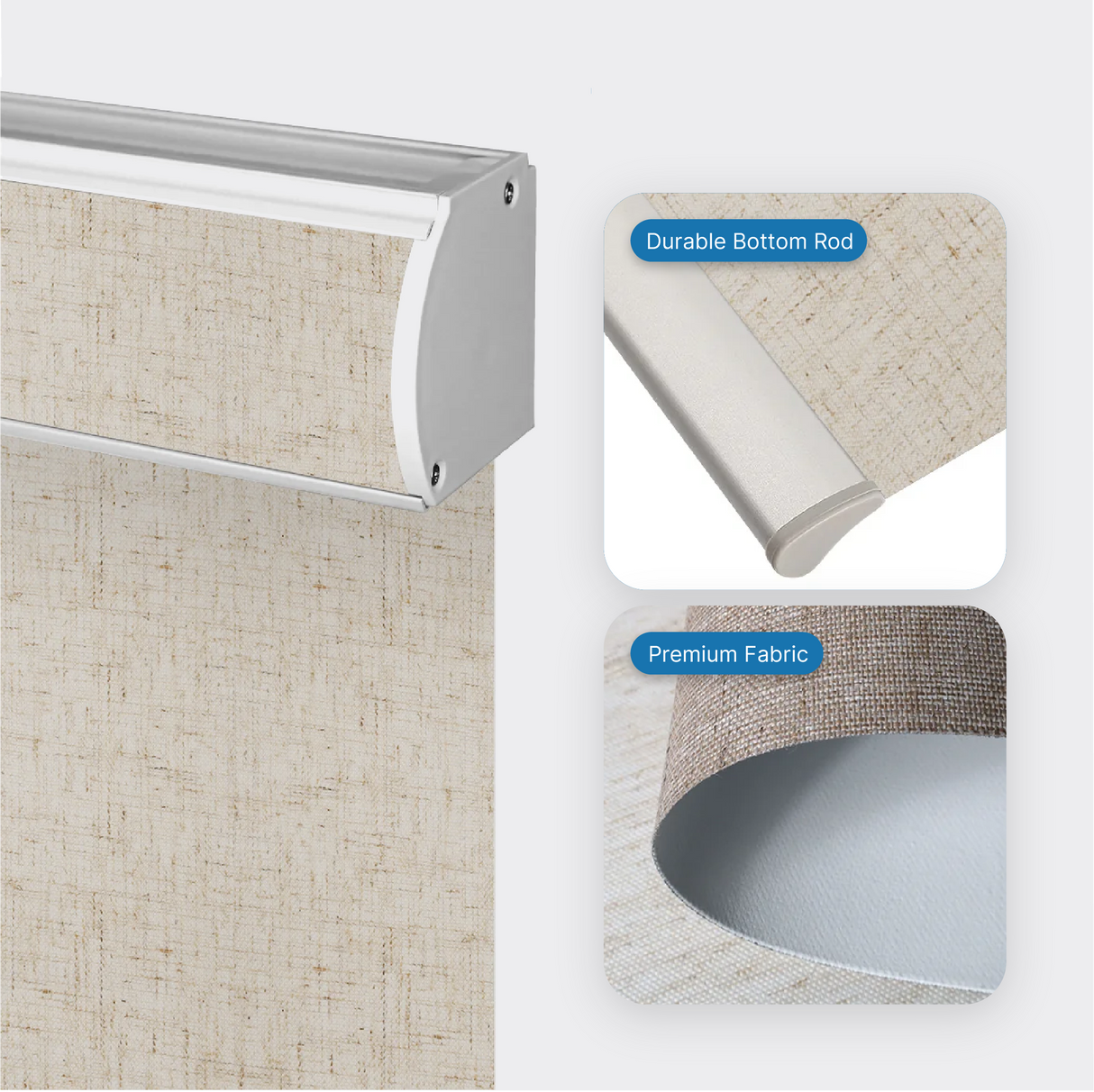 Smart Motorized Roller Shades 100% Blackout Linen