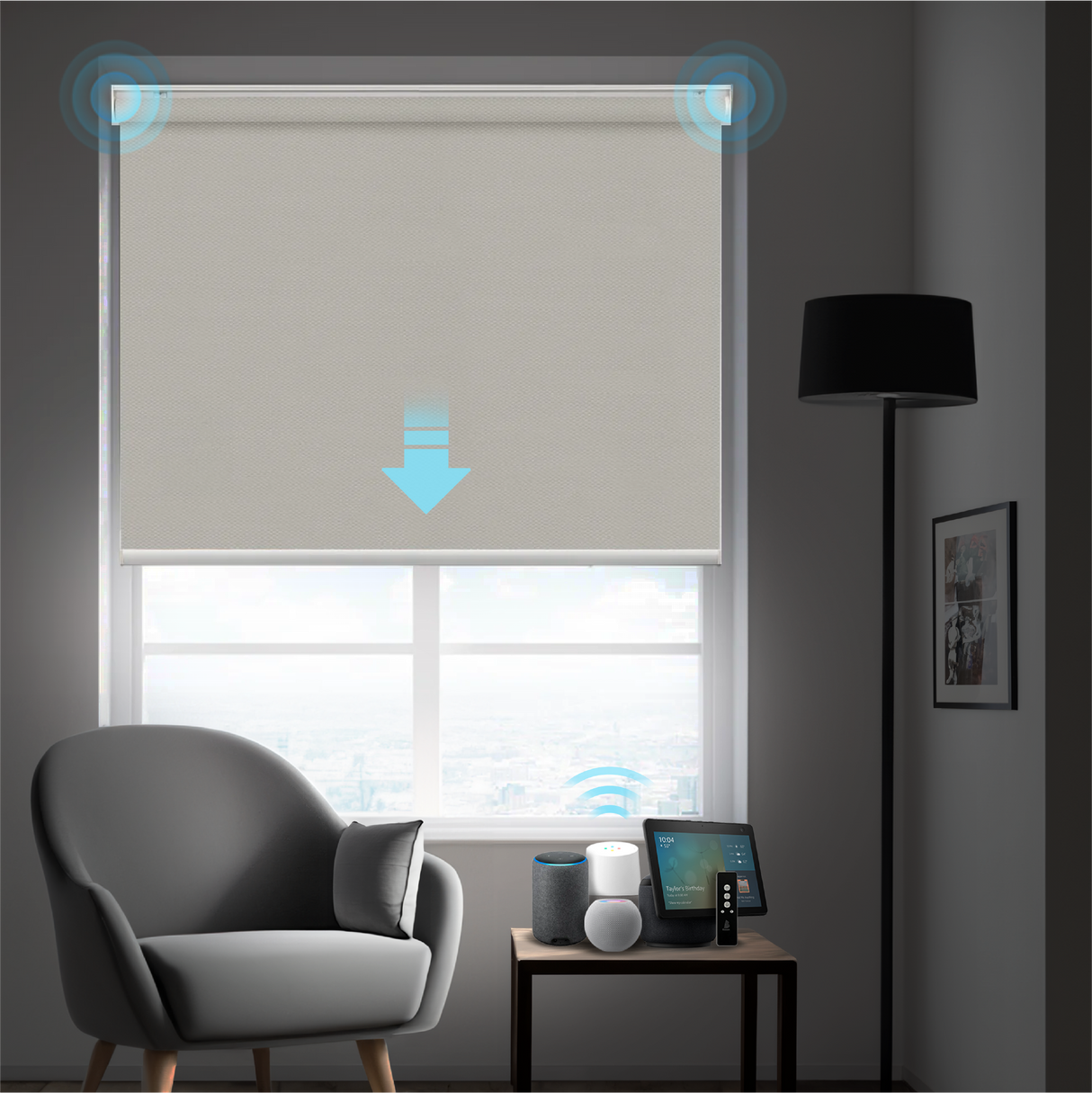 Smart Motorized Roller Shades 100% Blackout Meridian