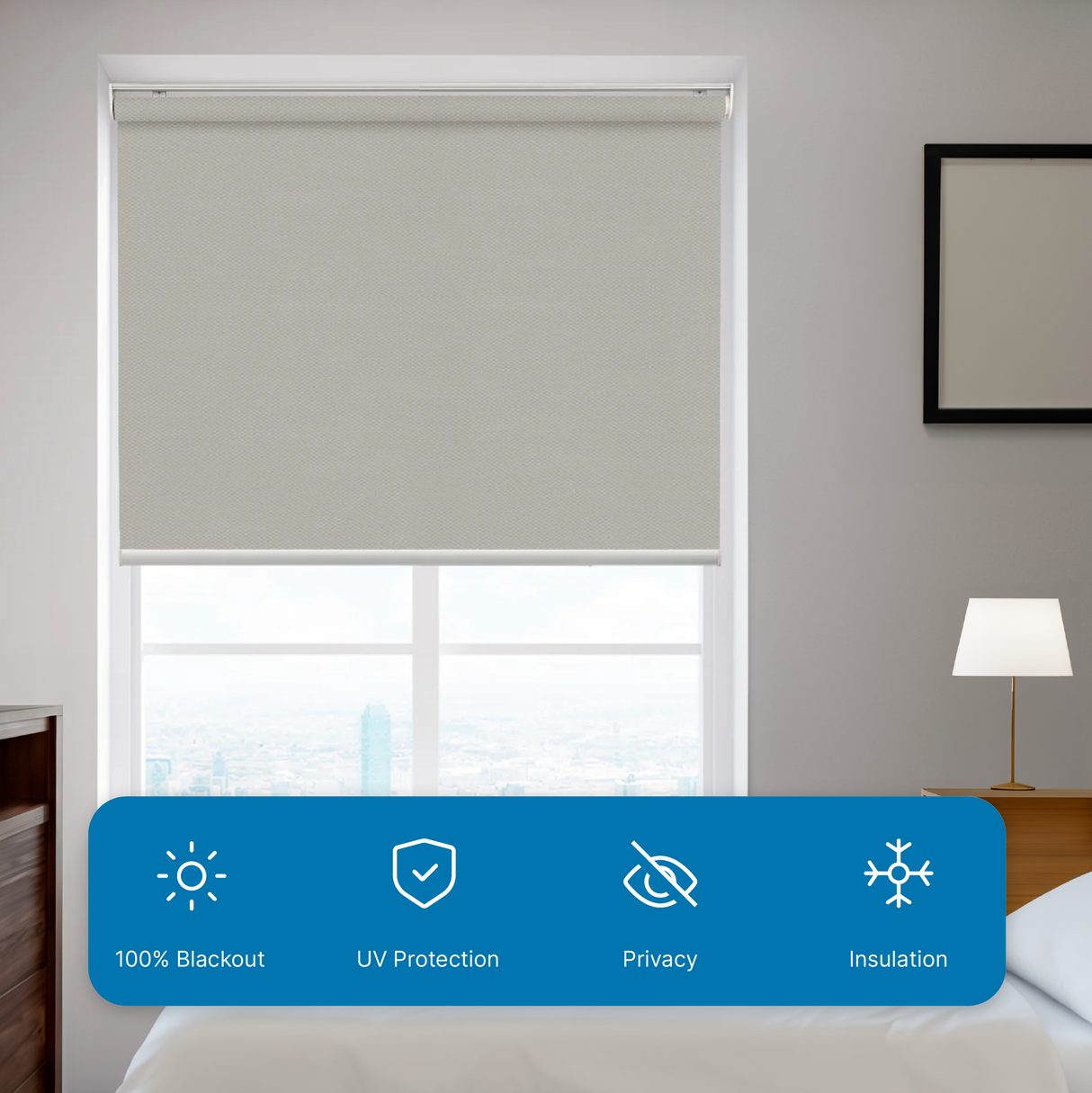 Smart Motorized Roller Shades 100% Blackout Meridian