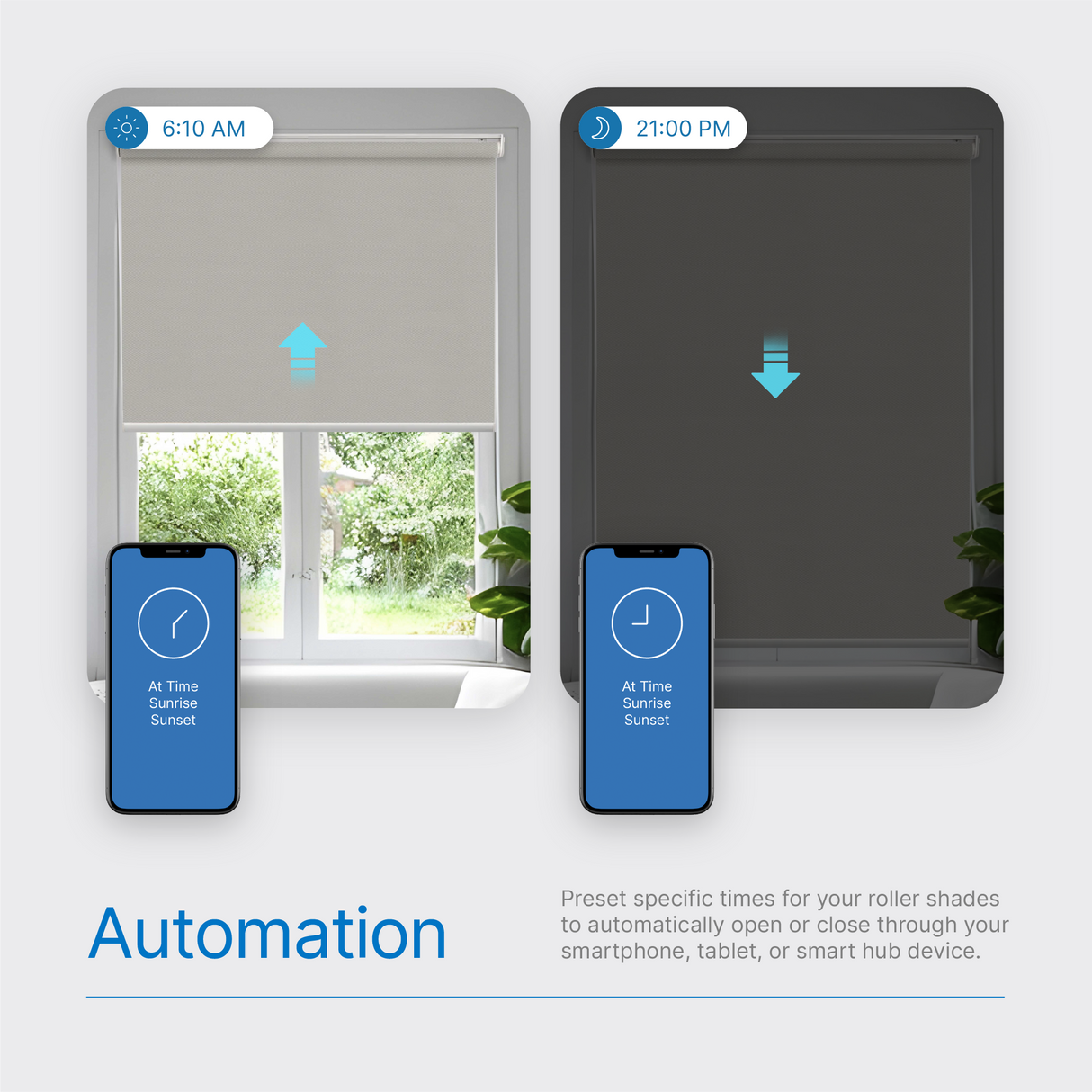 Smart Motorized Roller Shades 100% Blackout Meridian