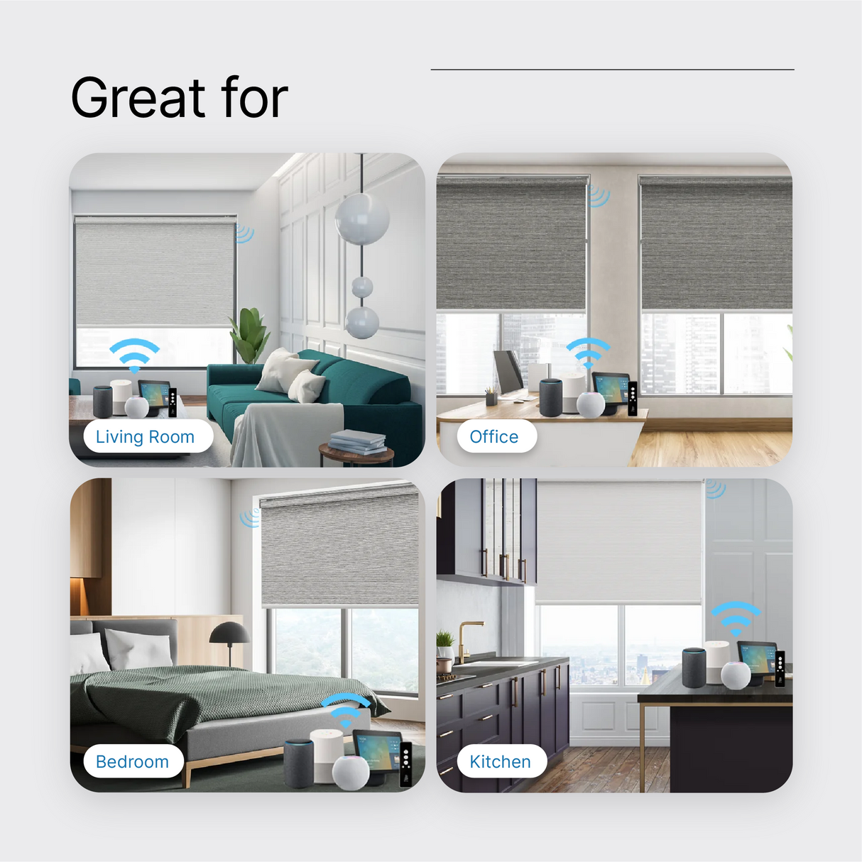 Smart Motorized Roller Shades 100% Blackout Sierra