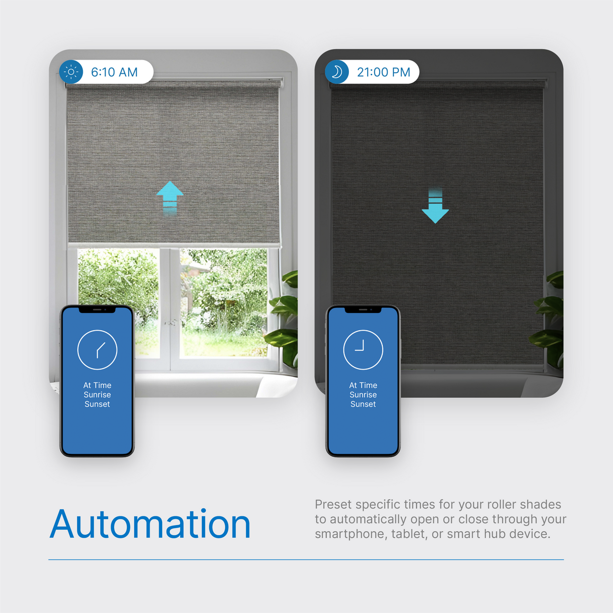 Smart Motorized Roller Shades 100% Blackout Sierra