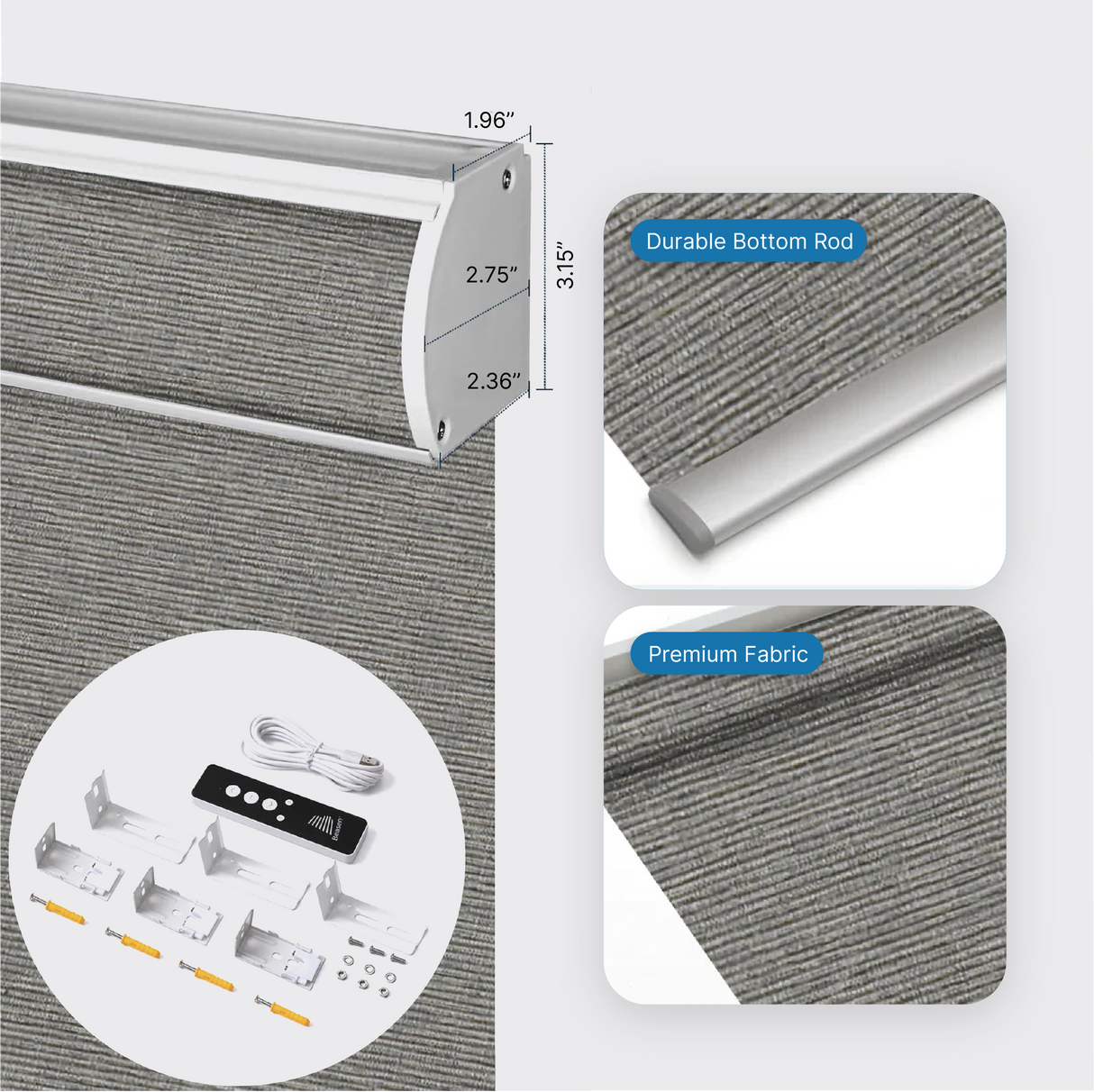 Smart Motorized Roller Shades 100% Blackout Sierra