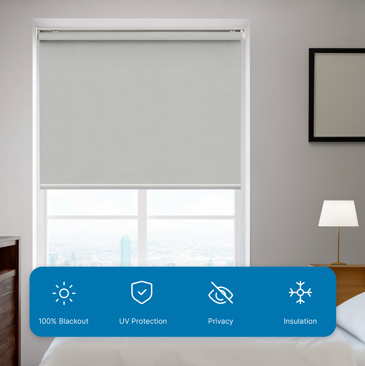 Smart Motorized Roller Shades 100% Blackout Vinyl