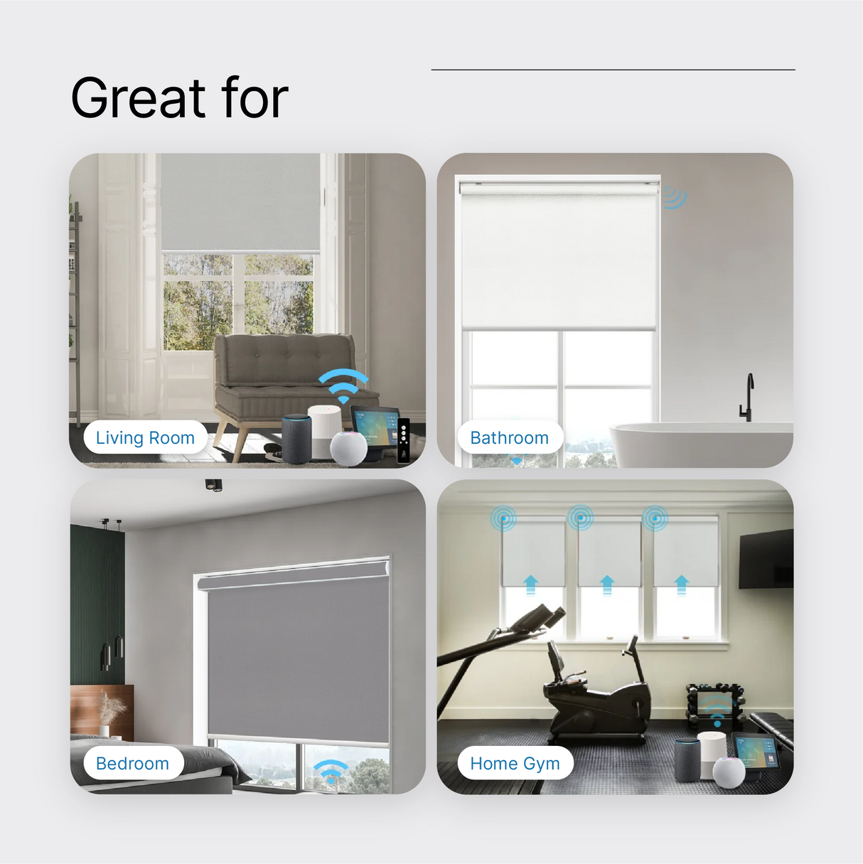 Smart Motorized Roller Shades 100% Blackout Vinyl