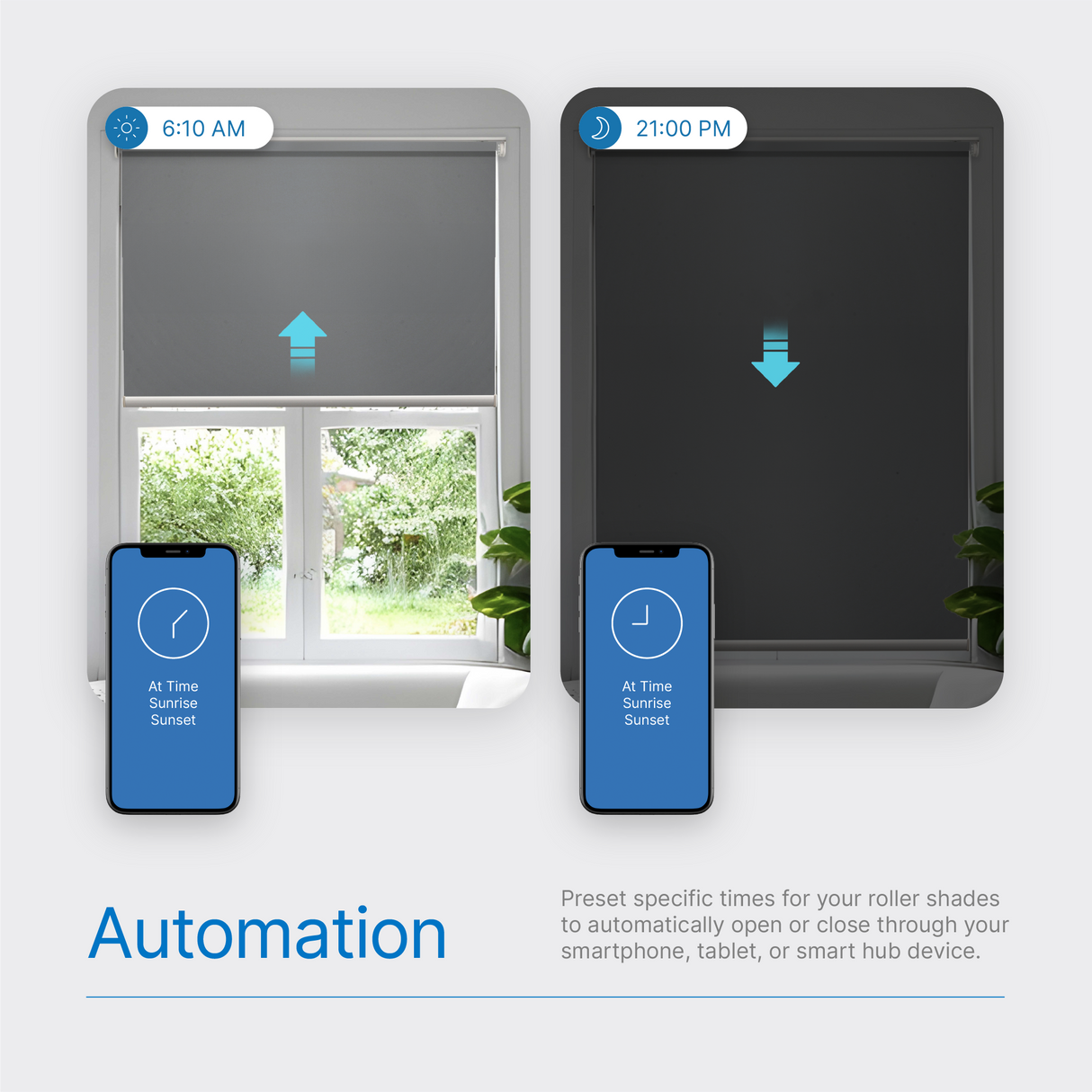 Smart Motorized Roller Shades 100% Blackout Vinyl