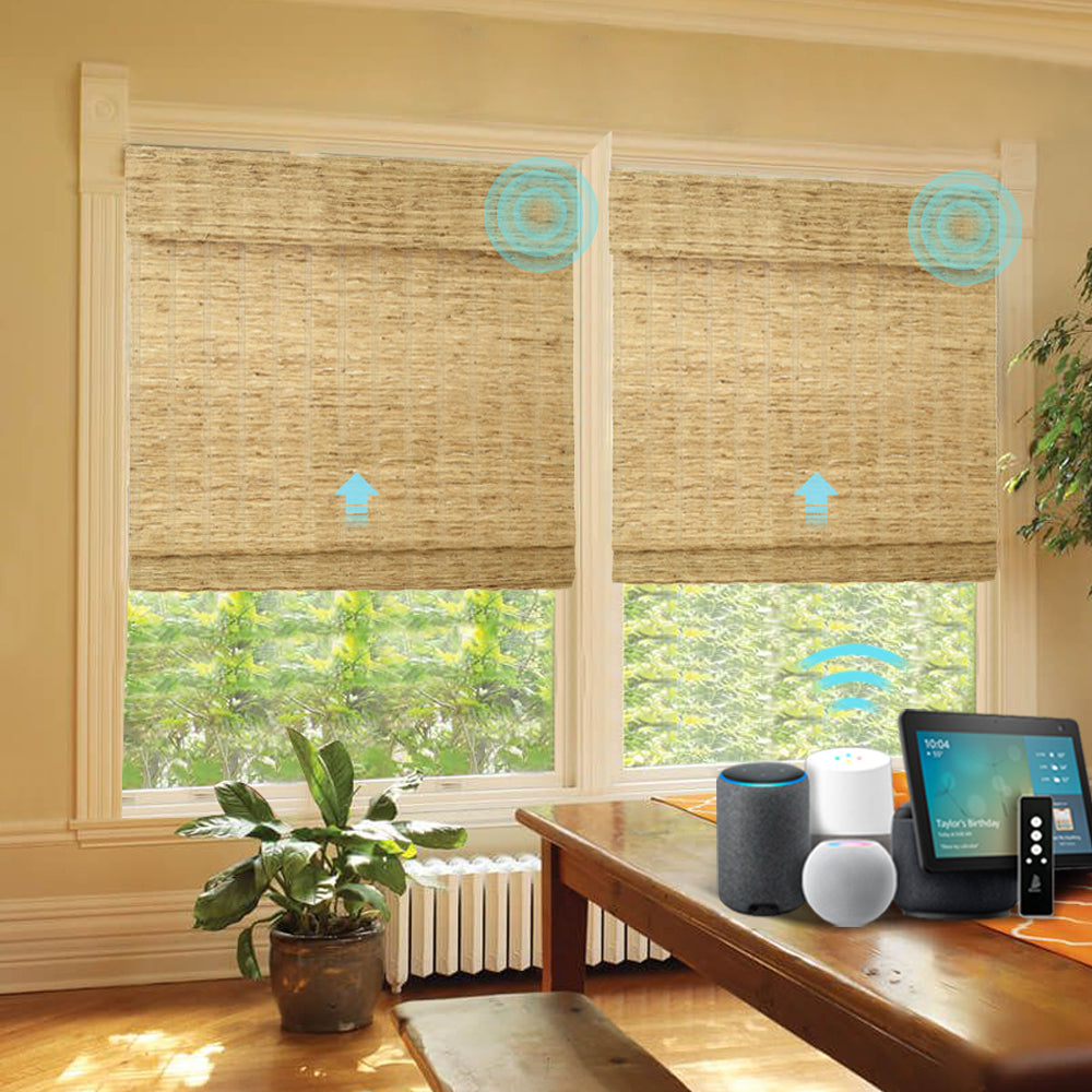 Smart Motorized Blackout Woven Wood Shades – Viaura