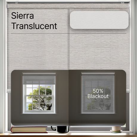 Smart Motorized Light Filtering Roller Shades 50% Blackout Sierra Translucent