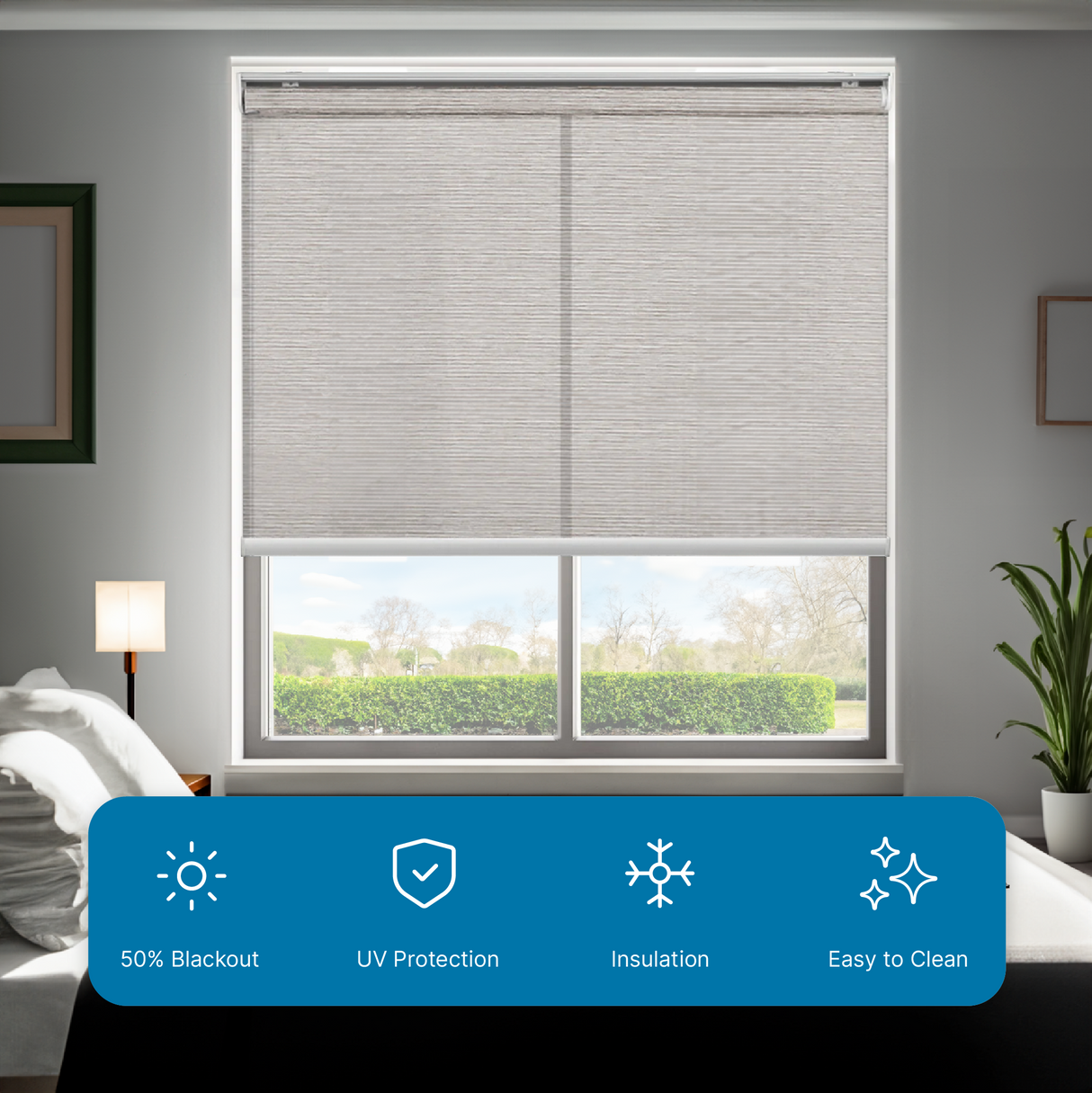 Smart Motorized Light Filtering Roller Shades 50% Blackout Sierra Translucent