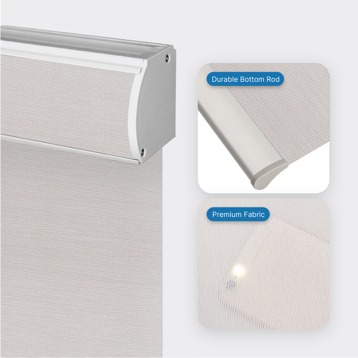 Smart Motorized Light Filtering Roller Shades 50% Blackout Sierra Translucent