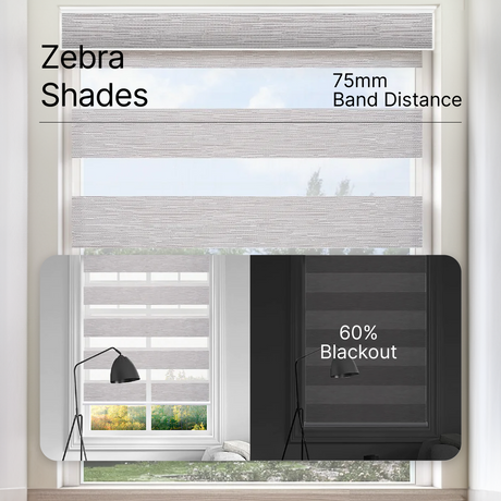 Smart Motorized Dual Zebra Shades 60% Blackout 75mm