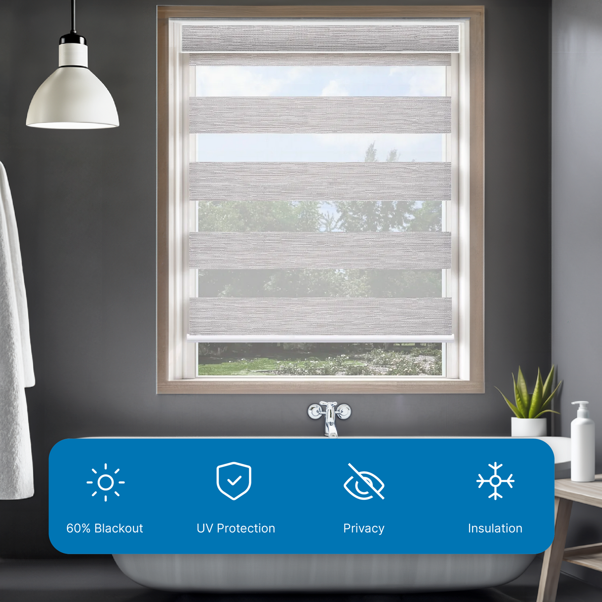 Smart Motorized Dual Zebra Shades 60% Blackout 75mm