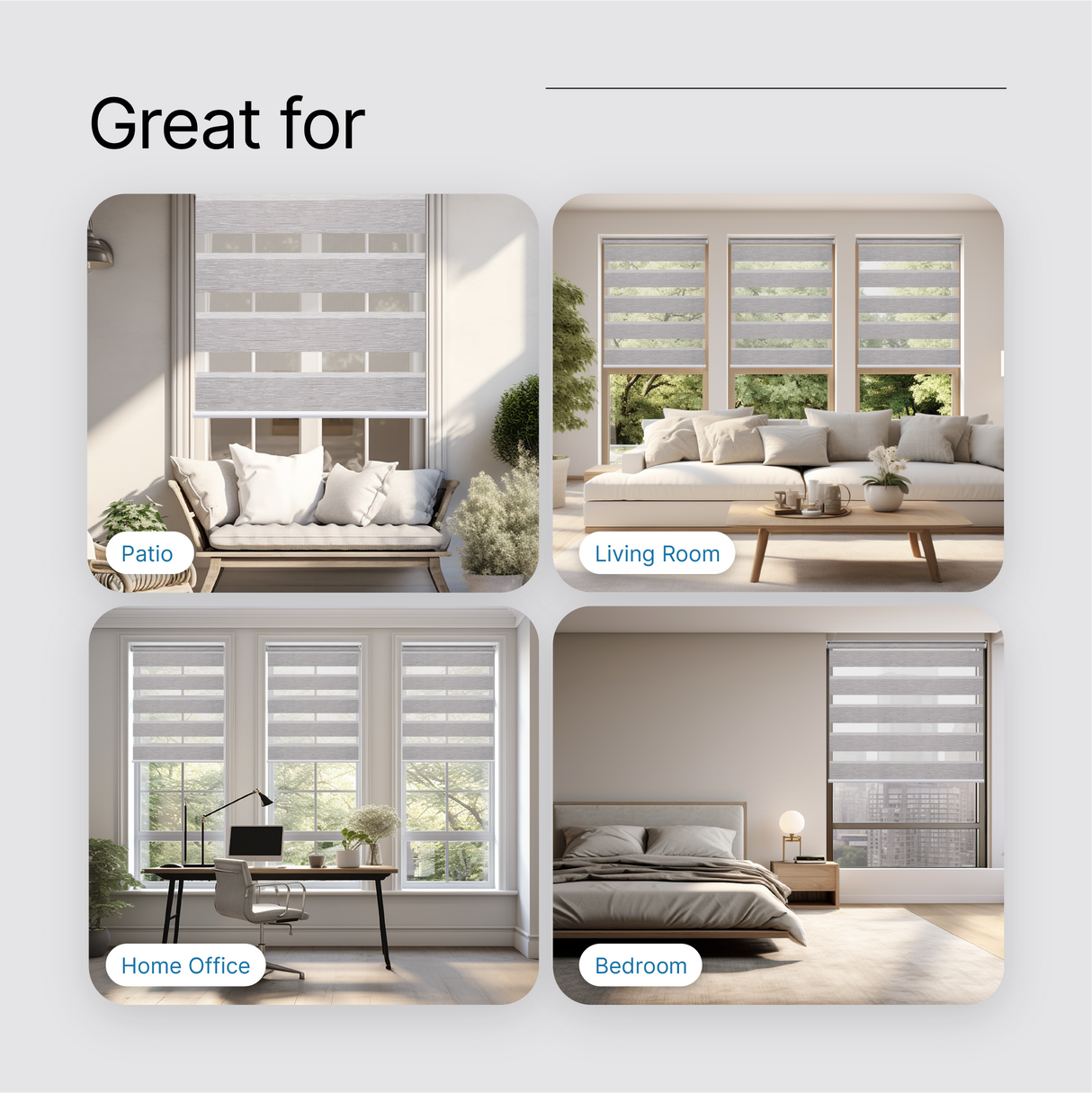 Smart Motorized Dual Zebra Shades 60% Blackout 75mm