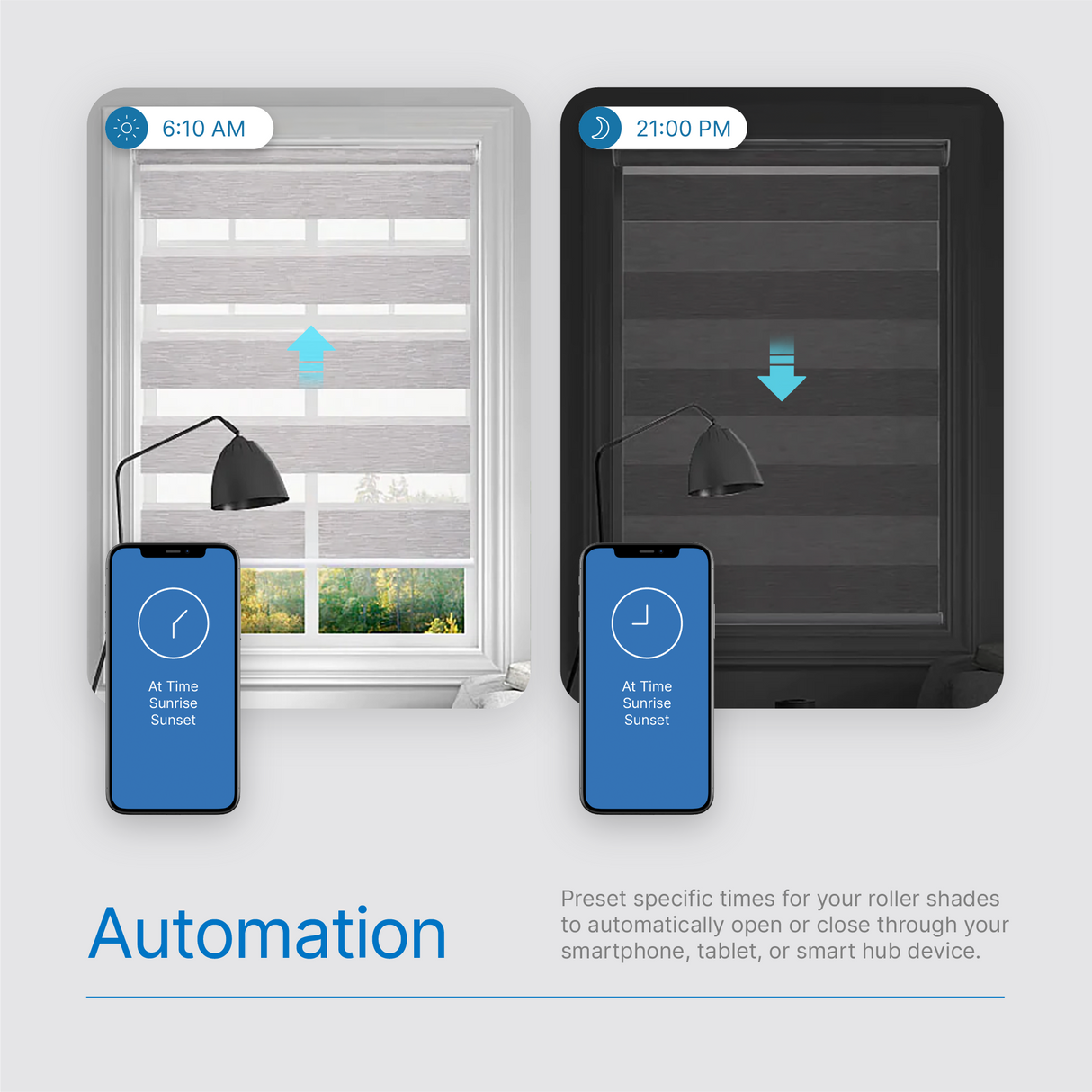 Smart Motorized Dual Zebra Shades 60% Blackout 75mm