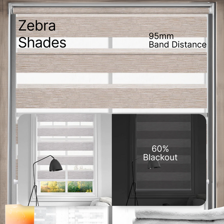 Smart Motorized Dual Zebra Shades 60% Blackout 95mm