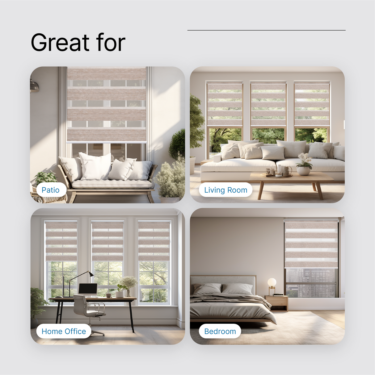 Smart Motorized Dual Zebra Shades 60% Blackout 95mm