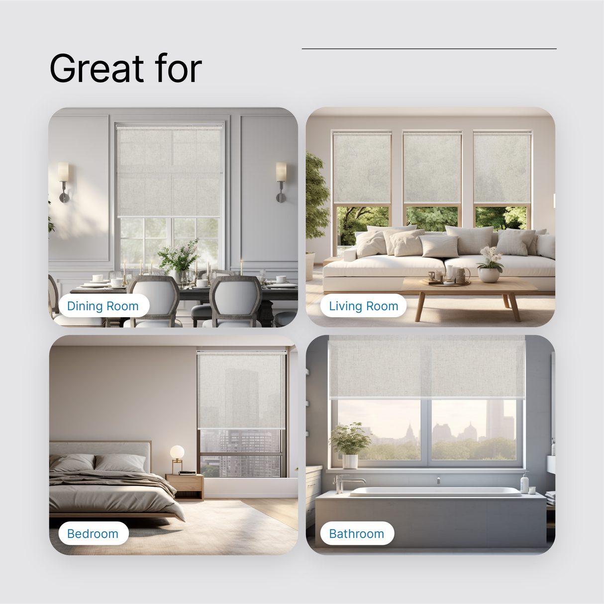 Smart Motorized Light Filtering Roller Shades 70% Blackout Linen Translucent