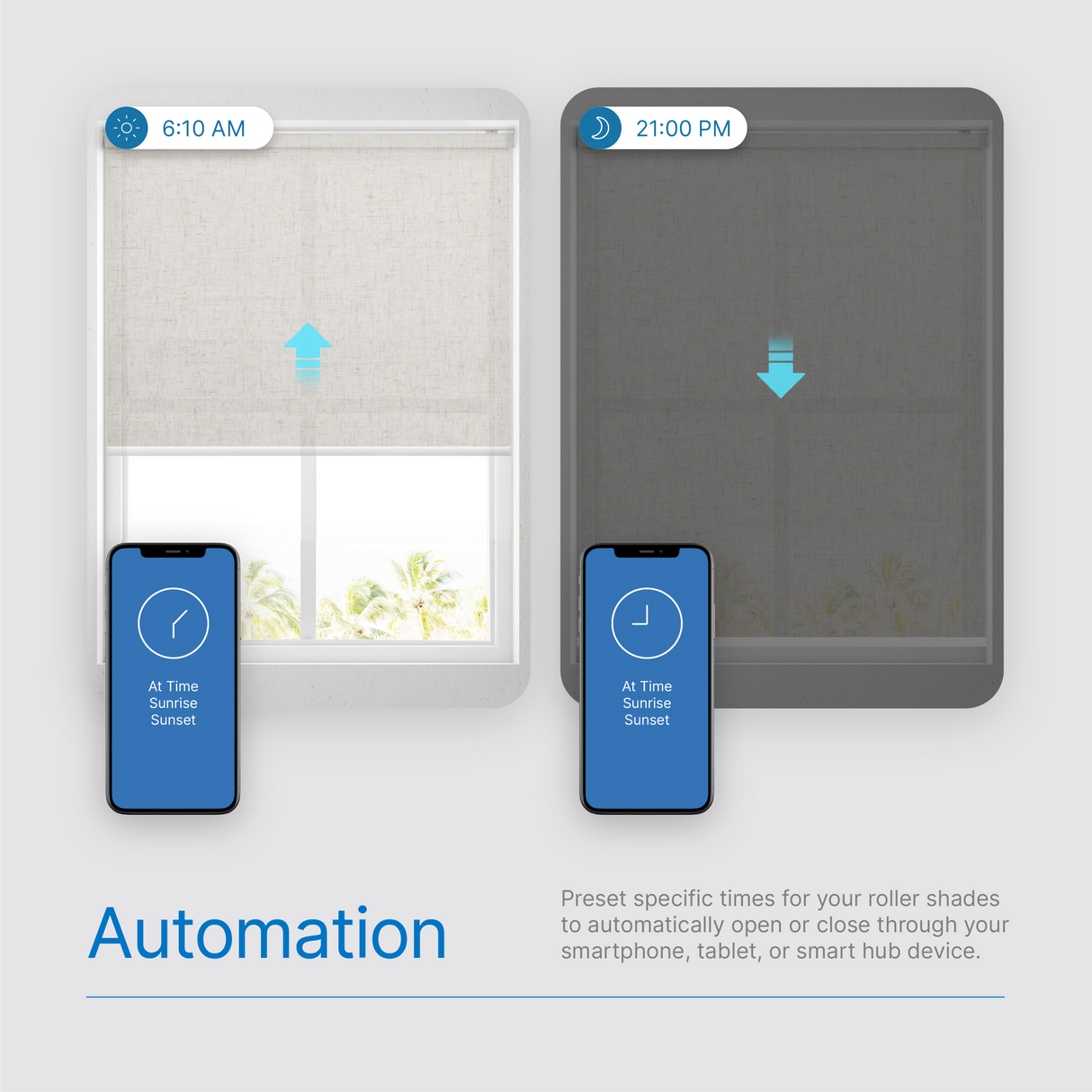 Smart Motorized Light Filtering Roller Shades 70% Blackout Linen Translucent