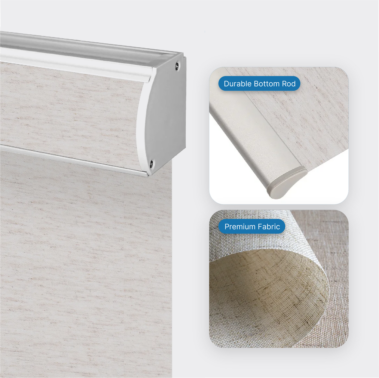 Smart Motorized Light Filtering Roller Shades 70% Blackout Linen Translucent