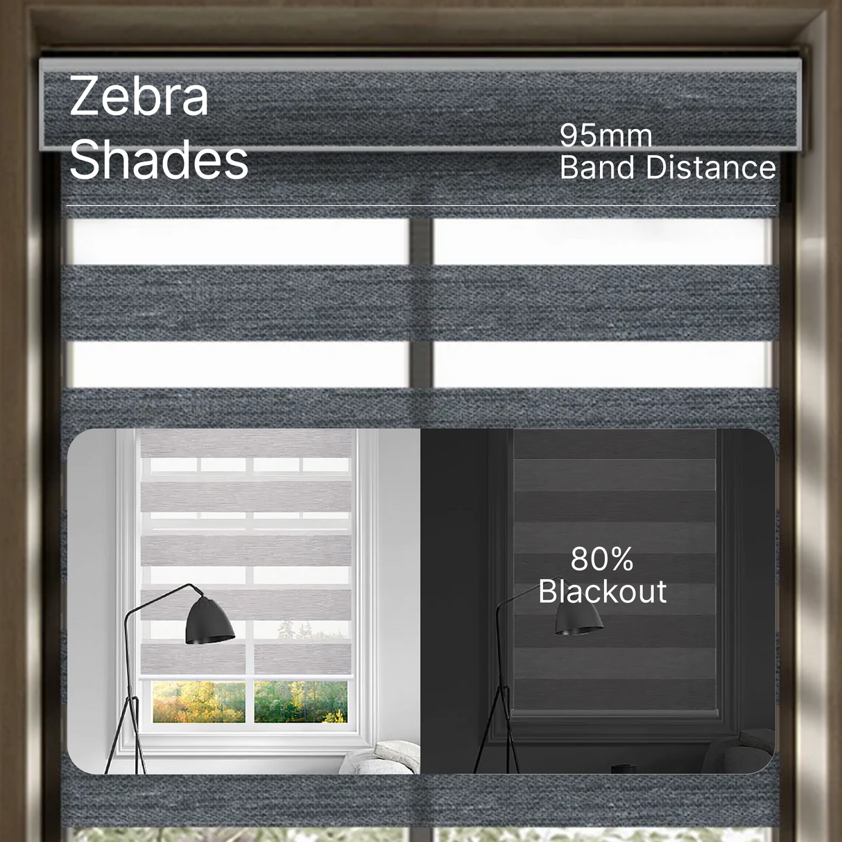 Smart Motorized Dual Zebra Shades 80% Blackout 95mm