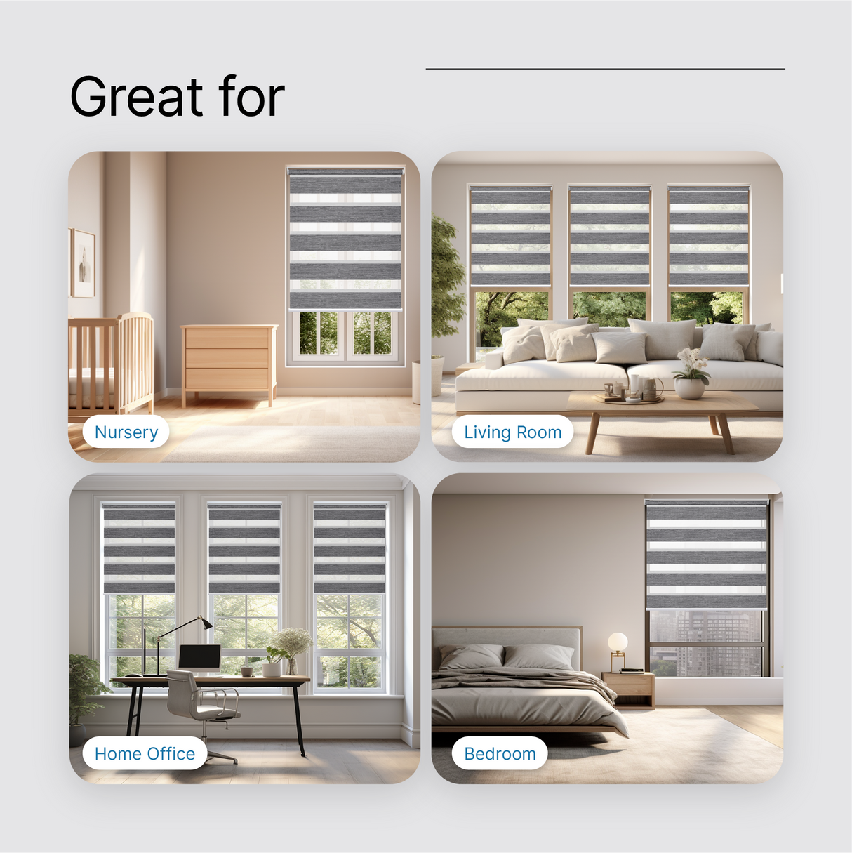 Smart Motorized Dual Zebra Shades 80% Blackout 95mm