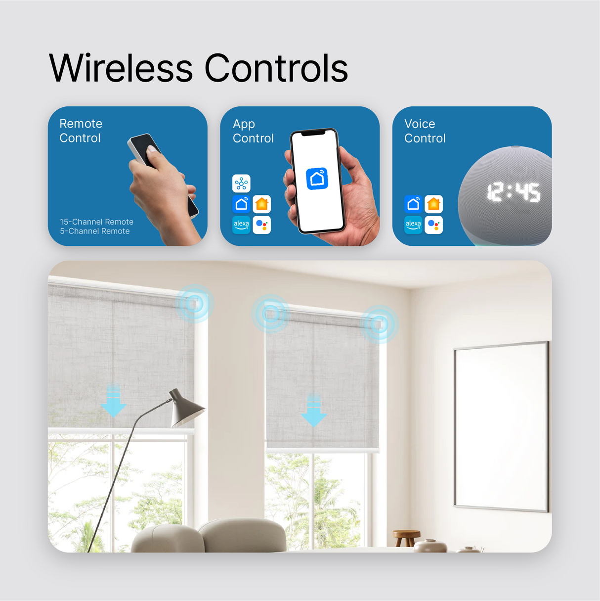 Smart Motorized Light Filtering Sheer Roller Shades Translucent Vision