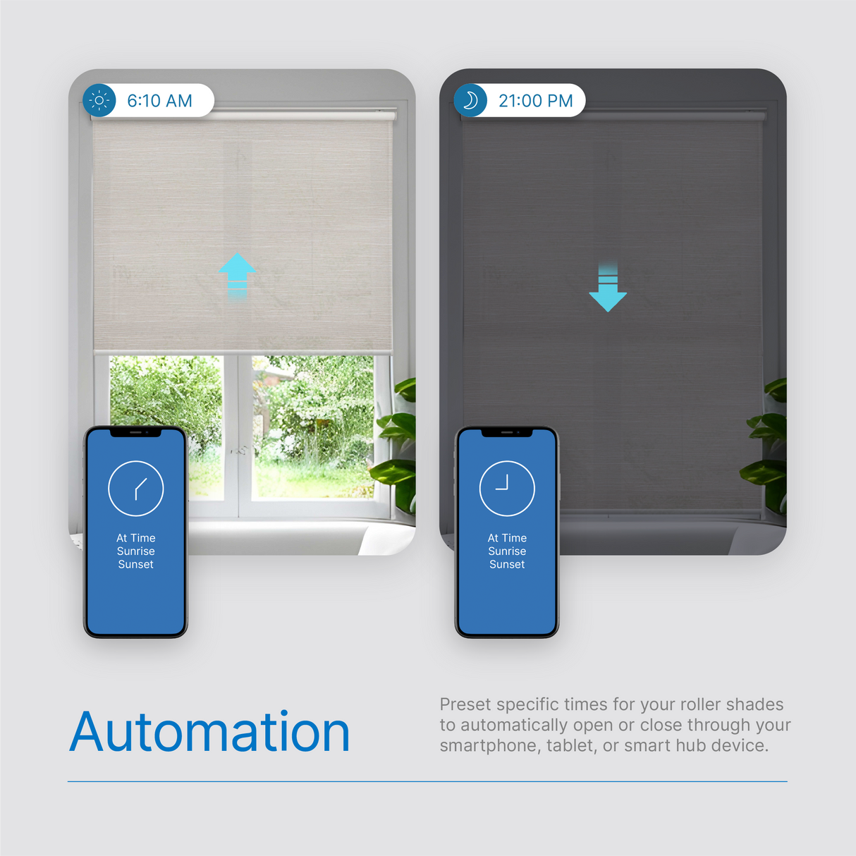 Smart Motorized Light Filtering Sheer Roller Shades Translucent Vision