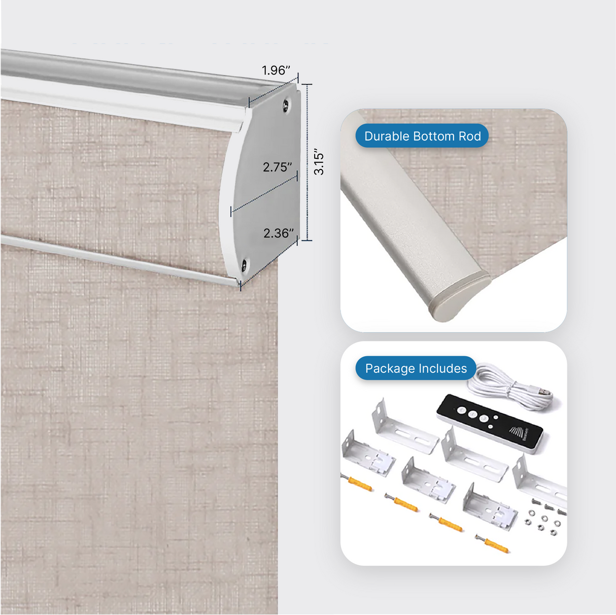 Smart Motorized Light Filtering Sheer Roller Shades Translucent Vision