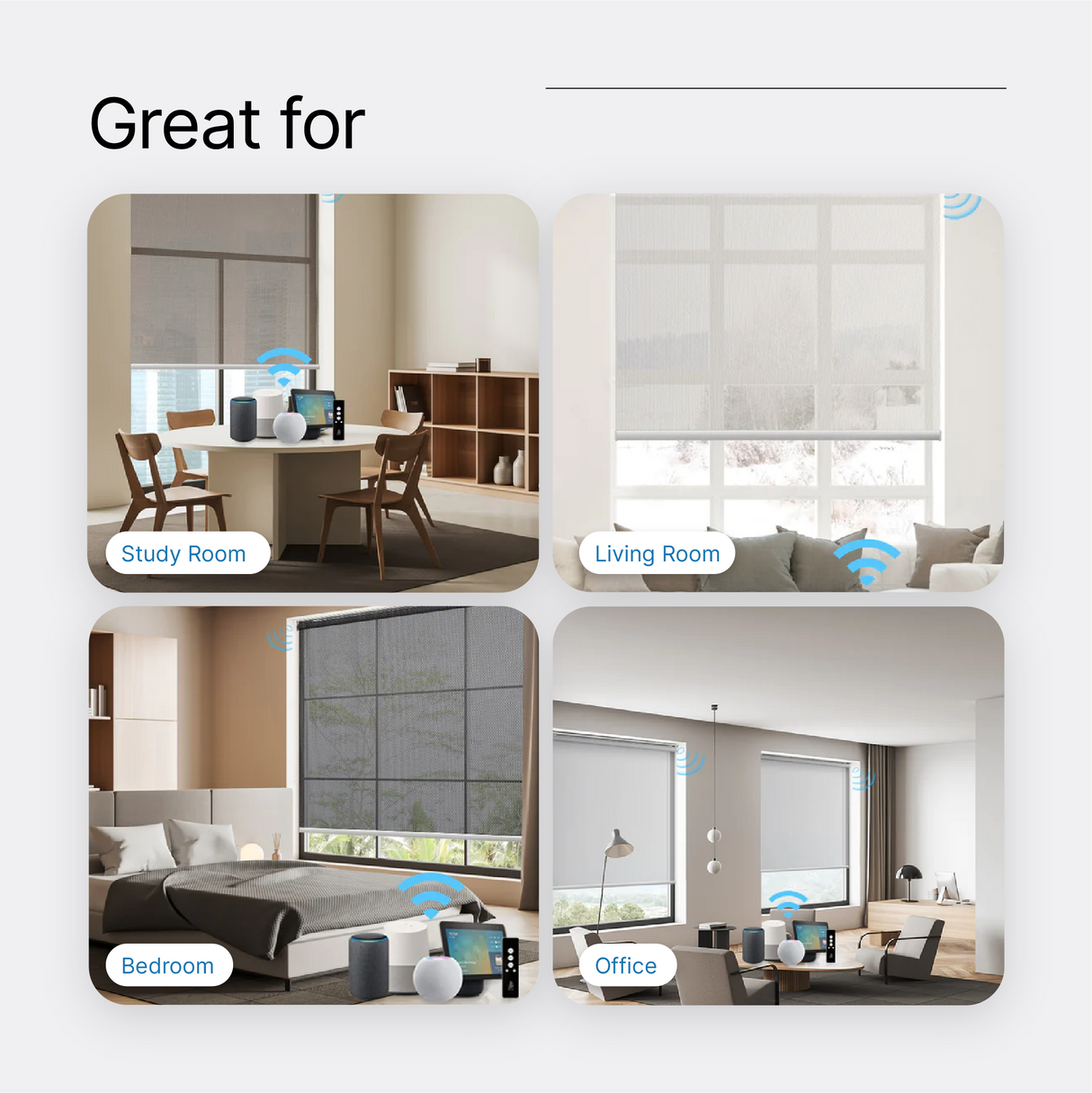 Smart Motorized Solar Shades Light Filtering 5% Openness