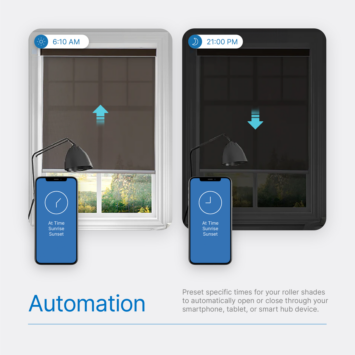 Smart Motorized Solar Shades Light Filtering 5% Openness