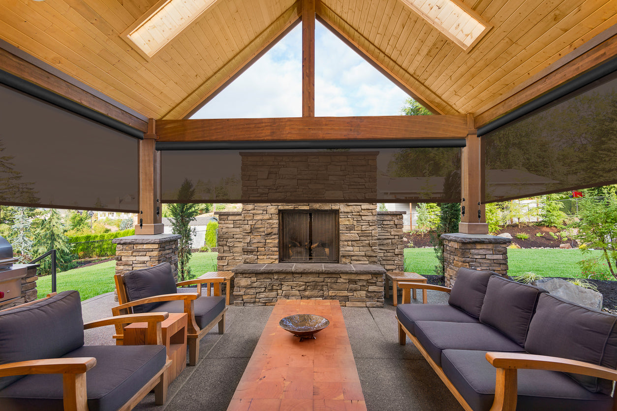Stylish and functional outdoor shades enhancing a beautiful backyard patio space