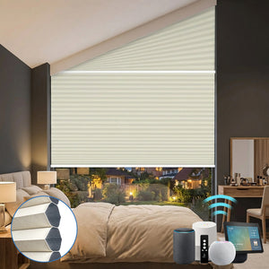 Smart Motorized Blackout Trapezoid Cellular Shades Eoza