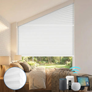 Smart Motorized Light Filtering Trapezoid Cellular Shades Eoza